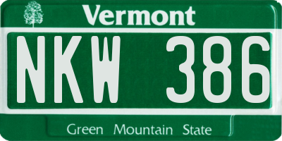 VT license plate NKW386