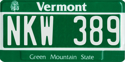 VT license plate NKW389