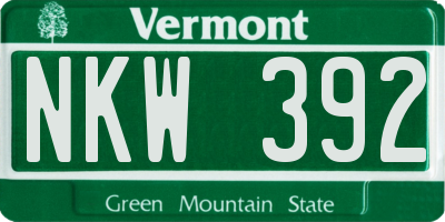 VT license plate NKW392