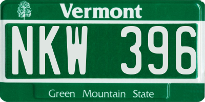 VT license plate NKW396