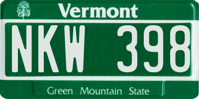 VT license plate NKW398