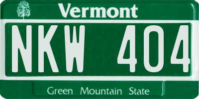 VT license plate NKW404