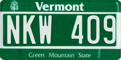 VT license plate NKW409