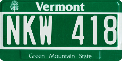 VT license plate NKW418