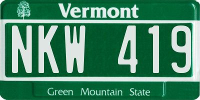 VT license plate NKW419