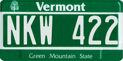 VT license plate NKW422