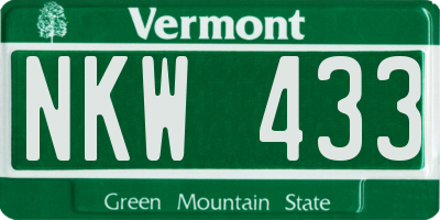 VT license plate NKW433