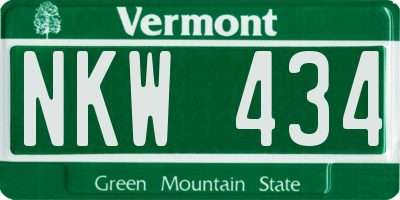 VT license plate NKW434