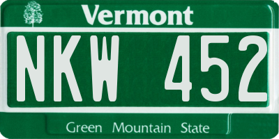 VT license plate NKW452