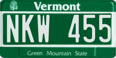 VT license plate NKW455