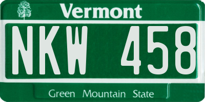 VT license plate NKW458