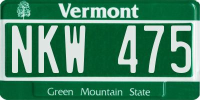 VT license plate NKW475