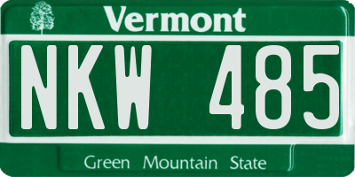 VT license plate NKW485