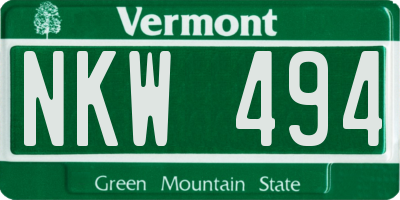 VT license plate NKW494