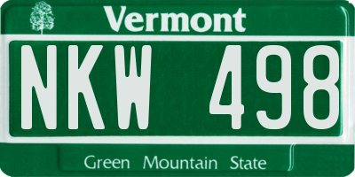 VT license plate NKW498