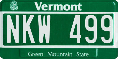VT license plate NKW499