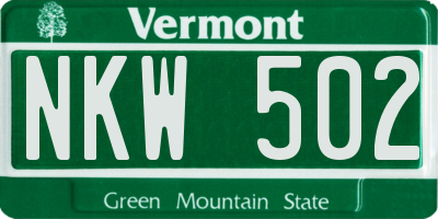 VT license plate NKW502