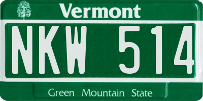VT license plate NKW514