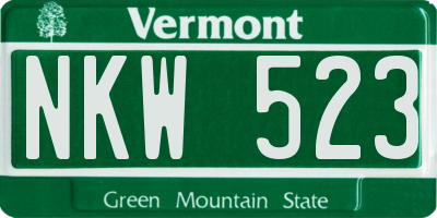 VT license plate NKW523