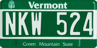 VT license plate NKW524