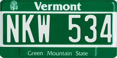 VT license plate NKW534