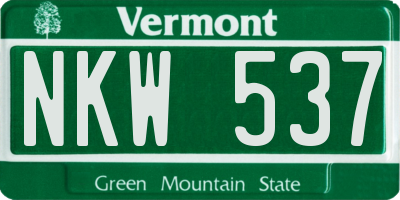 VT license plate NKW537