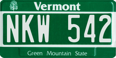 VT license plate NKW542