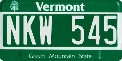 VT license plate NKW545