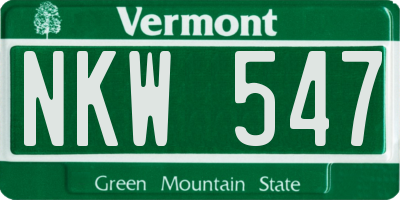 VT license plate NKW547