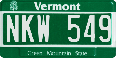 VT license plate NKW549