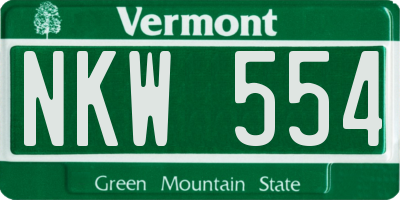 VT license plate NKW554