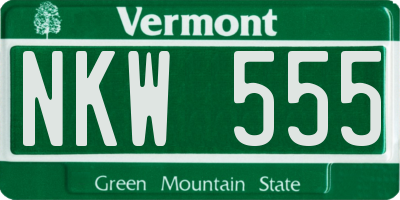 VT license plate NKW555
