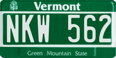 VT license plate NKW562