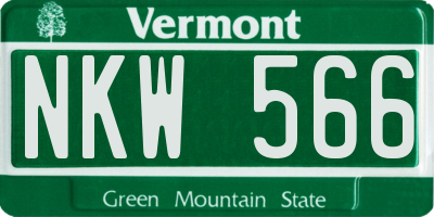 VT license plate NKW566