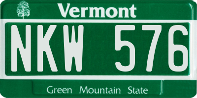 VT license plate NKW576