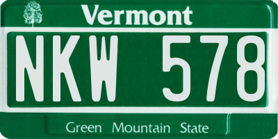 VT license plate NKW578