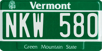 VT license plate NKW580