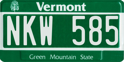 VT license plate NKW585