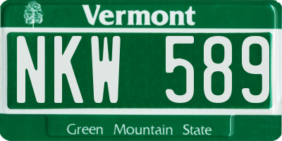 VT license plate NKW589
