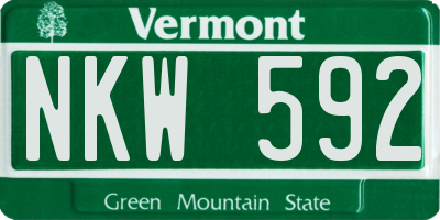 VT license plate NKW592