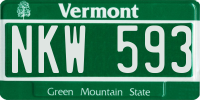 VT license plate NKW593
