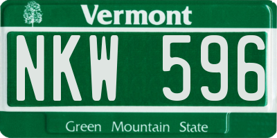 VT license plate NKW596