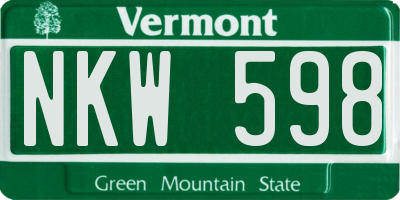 VT license plate NKW598