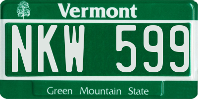 VT license plate NKW599