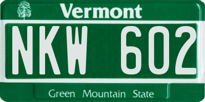VT license plate NKW602