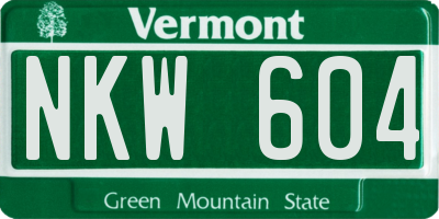 VT license plate NKW604