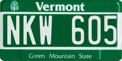VT license plate NKW605