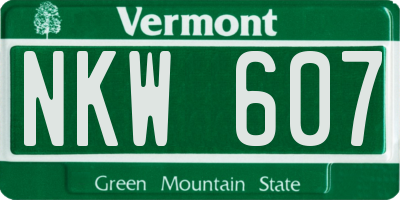 VT license plate NKW607