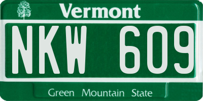 VT license plate NKW609