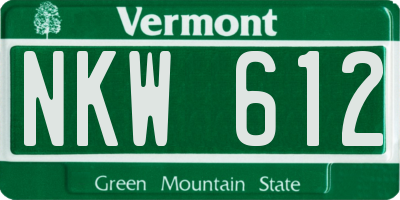 VT license plate NKW612